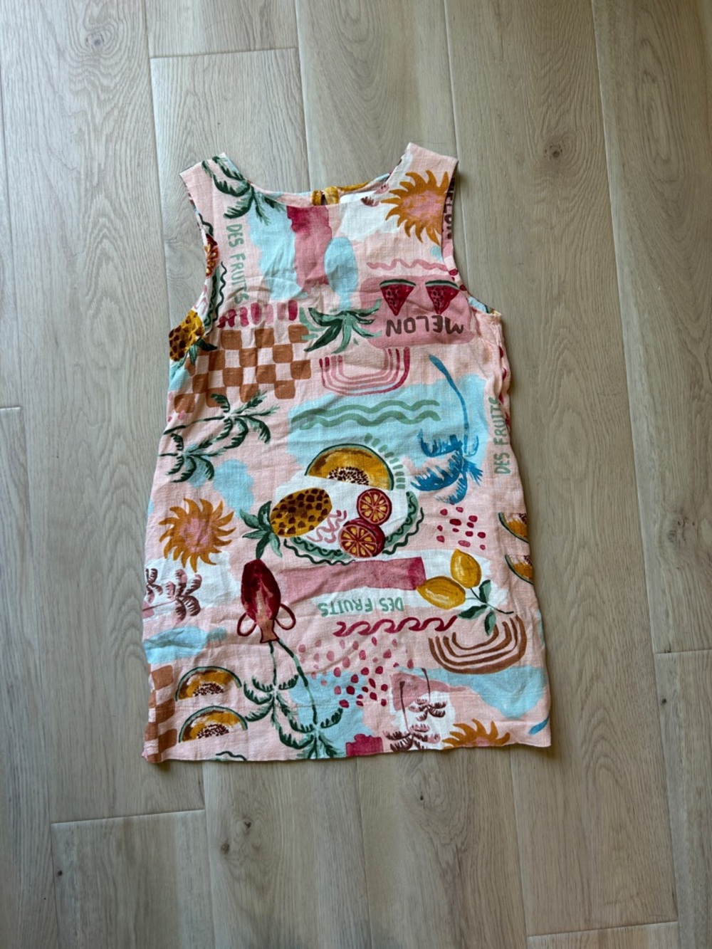 Patterned mini dress linen blend vacation beach cover up